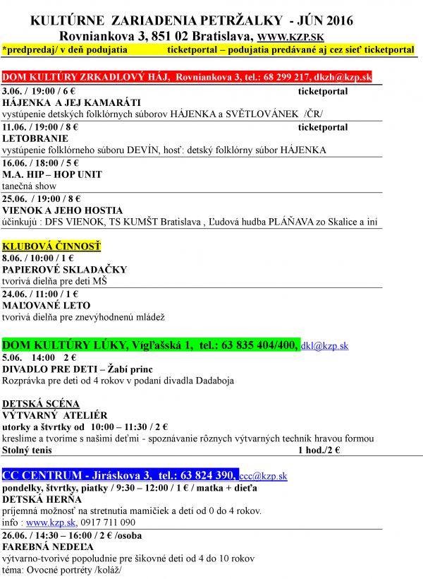 Jun 2016 program KZP pre deti 1