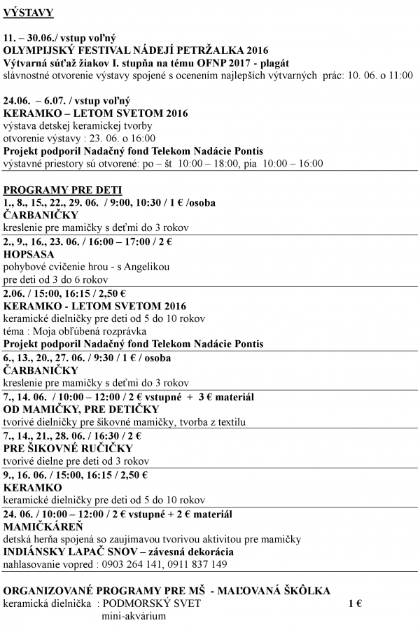 Jun 2016 program KZP pre deti 2